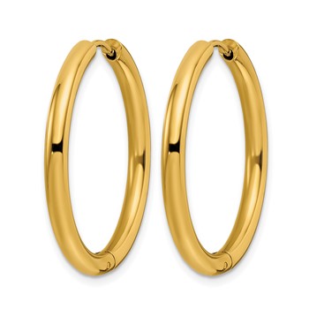 Chisel Stainless Steel Polished Yellow IP-plated 3mm Hinged Hoop Earrings — alternate view