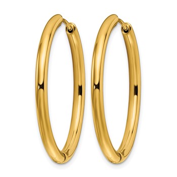 Chisel Stainless Steel Polished Yellow IP-plated 3mm Hinged Hoop Earrings — alternate view