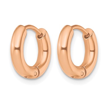 Chisel Stainless Steel Polished Rose IP-plated 3mm Hinged Hoop Earrings — alternate view
