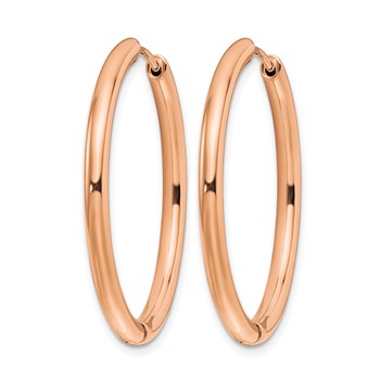 Chisel Stainless Steel Polished Rose IP-plated 3mm Hinged Hoop Earrings — alternate view