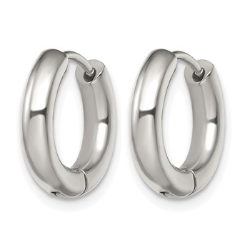 Chisel Stainless Steel Polished 3.5mm Hinged Hoop Earrings — alternate view
