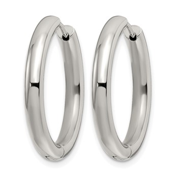 Chisel Stainless Steel Polished 3.5mm Hinged Hoop Earrings — alternate view