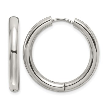 Chisel Stainless Steel Polished 3.5mm Hinged Hoop Earrings