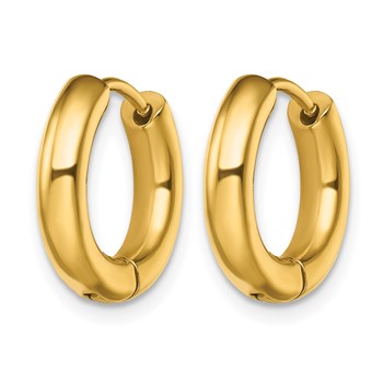 Chisel Stainless Steel Polished Yellow IP-plated 3.5mm Hinged Hoop Earrings — alternate view