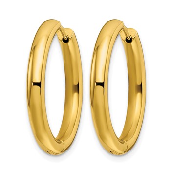 Chisel Stainless Steel Polished Yellow IP-plated 3.5mm Hinged Hoop Earrings — alternate view