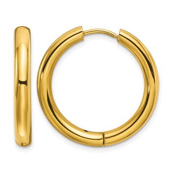 Chisel Stainless Steel Polished Yellow IP-plated 3.5mm Hinged Hoop Earrings