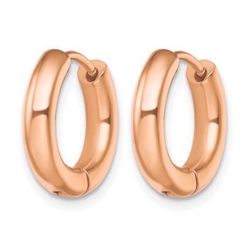 Chisel Stainless Steel Polished Rose IP-plated 3.5mm Hinged Hoop Earrings — alternate view