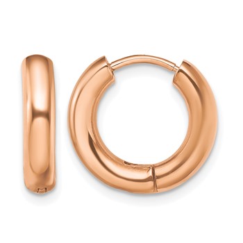 Chisel Stainless Steel Polished Rose IP-plated 3.5mm Hinged Hoop Earrings