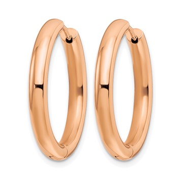 Chisel Stainless Steel Polished Rose IP-plated 3.5mm Hinged Hoop Earrings — alternate view