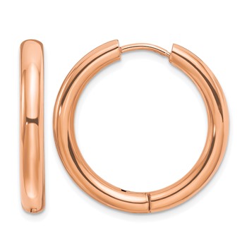 Chisel Stainless Steel Polished Rose IP-plated 3.5mm Hinged Hoop Earrings