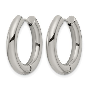Chisel Stainless Steel Polished 4mm Hinged Hoop Earrings — alternate view