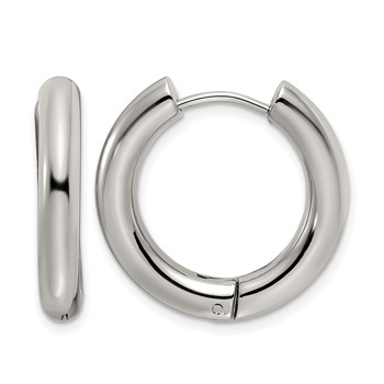 Chisel Stainless Steel Polished 4mm Hinged Hoop Earrings