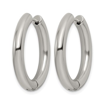 Chisel Stainless Steel Polished 4mm Hinged Hoop Earrings — alternate view