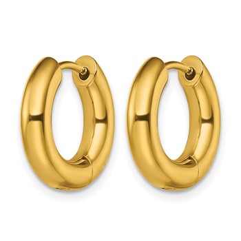 Chisel Stainless Steel Polished Yellow IP-plated 4mm Hinged Hoop  Earrings — alternate view