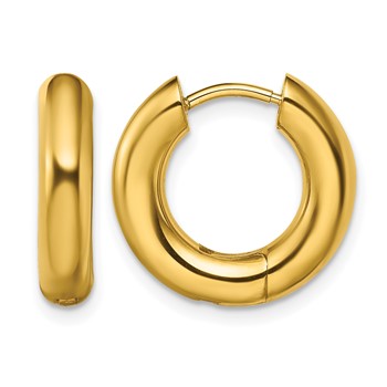 Chisel Stainless Steel Polished Yellow IP-plated 4mm Hinged Hoop  Earrings