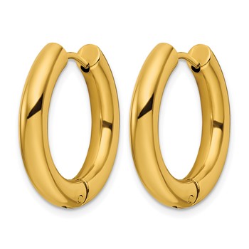 Chisel Stainless Steel Polished Yellow IP-plated 4mm Hinged Hoop Earrings — alternate view