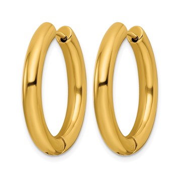 Chisel Stainless Steel Polished Yellow IP-plated 4mm Hinged Hoop Earrings — alternate view