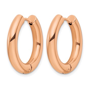 Chisel Stainless Steel Polished Rose IP-plated 4mm Hinged Hoop Earrings — alternate view