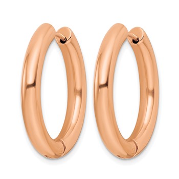 Chisel Stainless Steel Polished Rose IP-plated 4mm Hinged Hoop Earrings — alternate view