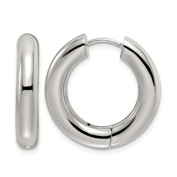 Chisel Stainless Steel Polished 5mm Hinged Hoop Earrings