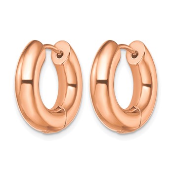 Chisel Stainless Steel Polished Rose IP-plated 5mm Hinged Hoop Earrings — alternate view