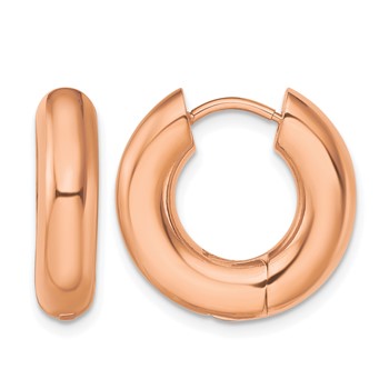 Chisel Stainless Steel Polished Rose IP-plated 5mm Hinged Hoop Earrings