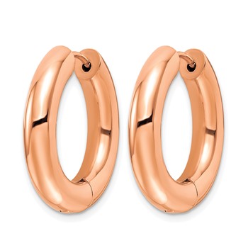 Chisel Stainless Steel Polished Rose IP-plated 5mm Hinged Hoop Earrings — alternate view