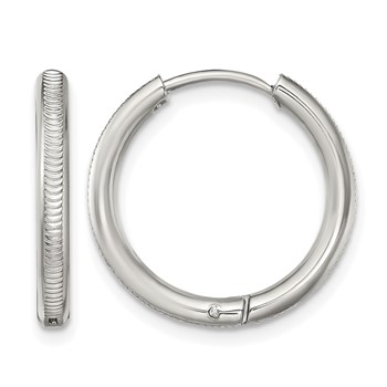 Chisel Stainless Steel Polished and Textured 2.5mm Hinged Hoop Earrings