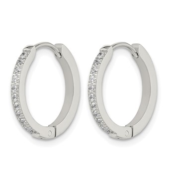 Chisel Stainless Steel Polished with Preciosa Crystal 2mm Hinged Hoop Earrings — alternate view