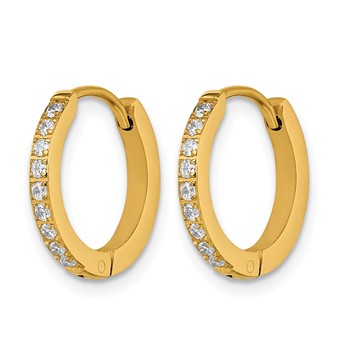Chisel Stainless Steel Polished Yellow IP-plated with Preciosa Crystal Hinged Hoop Earrings — alternate view