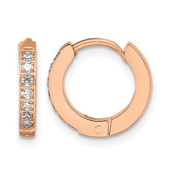 Chisel Stainless Steel Polished Rose IP-plated with Preciosa Crystal Hinged Hoop Earrings