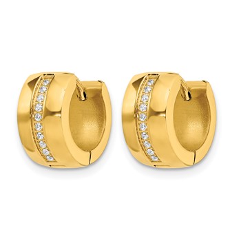 Chisel Stainless Steel Polished Yellow IP-plated with Preciosa Crystal Hinged Hoop Earrings — alternate view