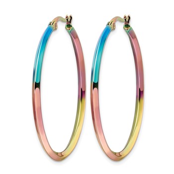 Chisel Stainless Steel Polished Rainbow IP-plated 2.5mm Hoop Earrings — alternate view