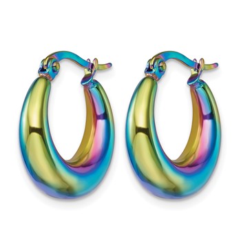 Chisel Stainless Steel Polished Rainbow IP-plated Hoop Earrings — alternate view