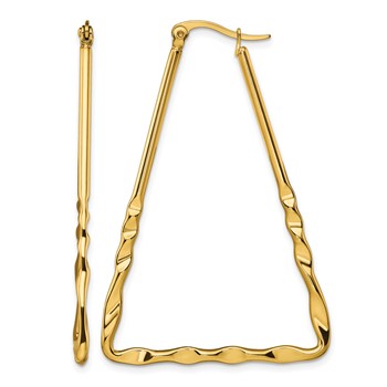 Chisel Stainless Steel Polished Yellow IP-plated Triangular Hoop Earrings