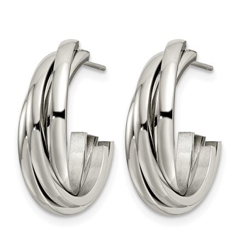 Chisel Stainless Steel Polished Post Hoop Earrings — alternate view
