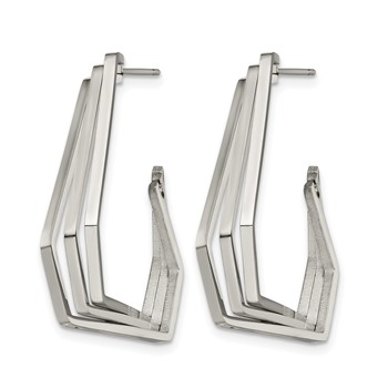 Chisel Stainless Steel Polished Geometric Post J Hoop Earrings — alternate view