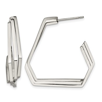 Chisel Stainless Steel Polished Geometric Post J Hoop Earrings