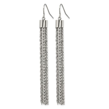 Chisel Stainless Steel Polished Multi Strand Chain Dangle Earrings — alternate view