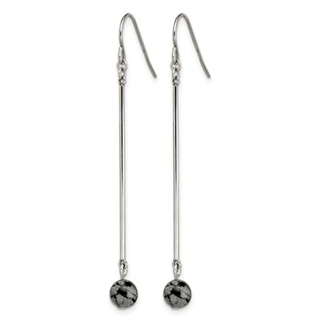 Chisel Stainless Steel Polished with Snowflake Stone Dangle Shepherd Hook Earrings — alternate view