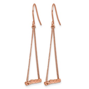 Chisel Stainless Steel Polished Rose IP-plated Twisted Bar Dangle Shepherd Hook Earrings — alternate view