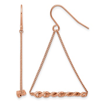 Chisel Stainless Steel Polished Rose IP-plated Twisted Bar Dangle Shepherd Hook Earrings