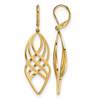 Chisel Stainless Steel Polished Yellow IP-plated Twisted Dangle Leverback Earrings