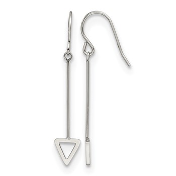 Stainless Steel Polished Triangle Dangle Shepherd Hook Earrings