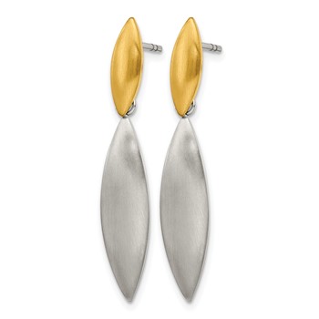 Chisel Stainless Steel Brushed Yellow IP-plated Post Dangle Earrings — alternate view