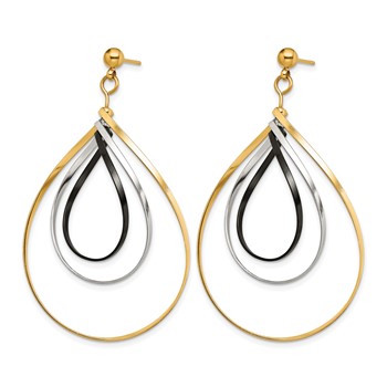 Chisel Stainless Steel Polished Black and Yellow IP-plated Twisted Post Dangle Earrings — alternate view
