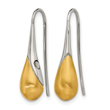 Stainless Steel Brushed & Polished Yellow IP Magnetic Shepherd Hook Earring — alternate view