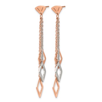 Stainless Steel Polished Rose IP-plated Post Dangle Earrings — alternate view