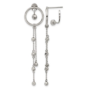 Chisel Stainless Steel Polished Preciosa Crystal Front and Back Post Dangle Earrings