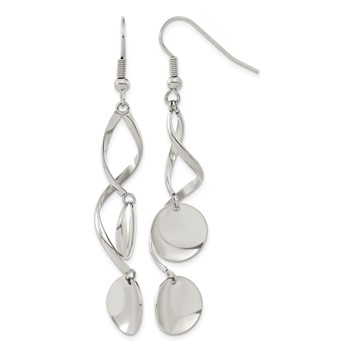 Chisel Stainless Steel Polished Twisted Shepherd Hook Earrings